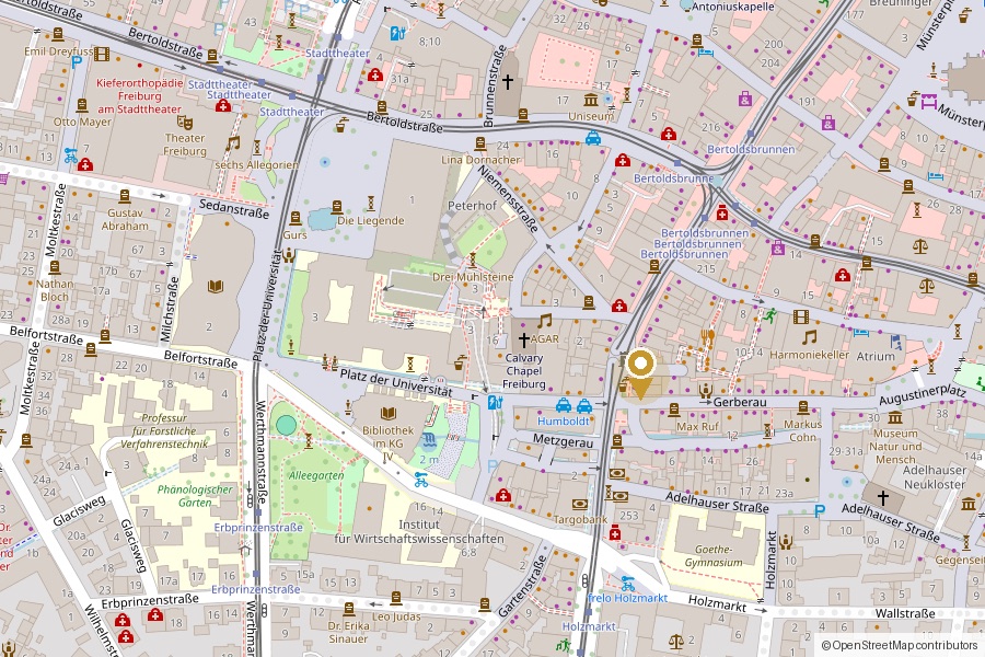 Carte indiquant le restaurant Jaipur dans la Gerberau, vieille ville de Fribourg